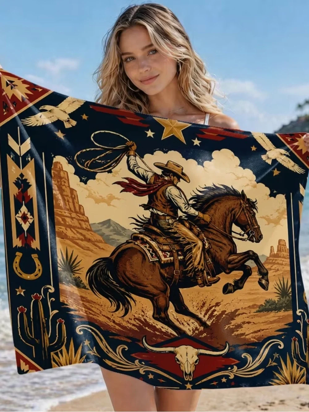 Western Cowboy Horse Scarf/Bandana - Ride ‘em Cowboy! 35”